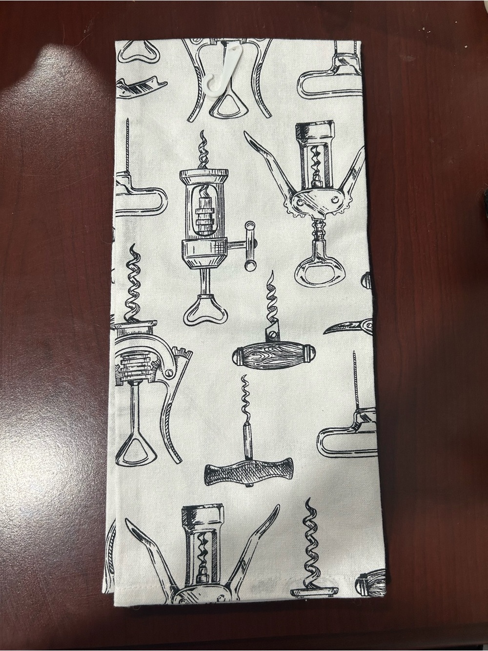 White Print Corkscrew Kitchen Towel